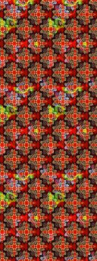 Renkli Bahar Teması eskiz kalıbı. Çiçeksel fantezi tasarımı ve parlak bir arka plan çizimi. Düz Çiçek Elementleri Tasarımı.