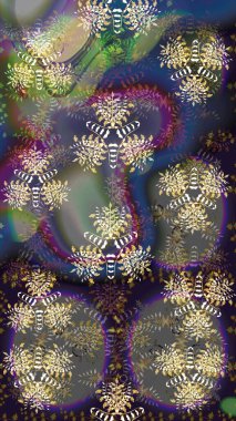 Raster illüstrasyonundaki çiçek desenli çizim. Gri renkli çiçekler. Renkli Yaz Temalı eskiz kalıbı. Düz Çiçek Elementleri Tasarımı.