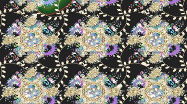 Çizim çiçek deseni duvar kağıdı, web sitesi arka planı, ambalaj kağıdı, davetiye, broşür, afiş veya web sitesi için kullanılabilir. El çizimi Raster çizimi. Karalama elementleri.