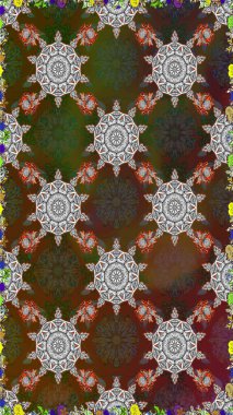 Raster illüstrasyonu. El çizimi. Çiçekler, dallar, bitkiler ve çiçekler. Güzel kumaş deseni.