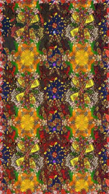 Tişörtsüz arka plan deseni. Tropik çiçekler. Kahverengi ve sarı renkte çiçekler.