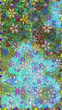 Raster deseni. Çiçekli, suluboya desenli kusursuz çiçek deseni. Süslü kumaş deseni.