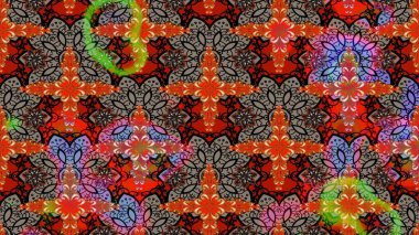 Raster illüstrasyonu. Suluboya çiçekli çiçek deseni. Kırmızı renkte güzel tekstil.