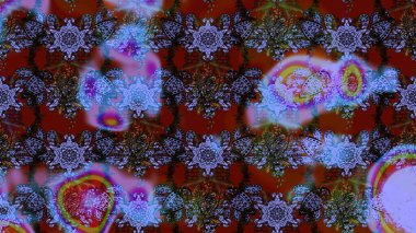 Raster illüstrasyonundaki çiçek desenli çizim. Mavi ve kahverengi renkte çiçekler.