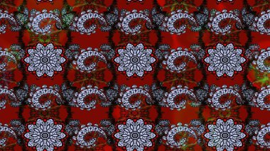 Raster illüstrasyonu. Çizim çiçek deseni duvar kâğıdı olarak kullanılabilir. Kırmızı ve siyah renkte çiçekler.