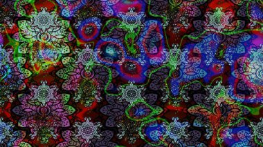 Siyah ve mavi renkte çiçekler. Raster illüstrasyonu. El çizimi çiçekli soyut çizim deseni.