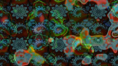 Vadinin çiçekleri kahverengi ve mavi renklerde. Raster çiçek desenleri çiziyor..