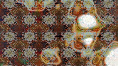 Raster illüstrasyonu. Kahverengi ve gri kıvırcık çiçekler kahverengi ve gri renklerde şekillenir. Klasik çiçek tasarım elementleri.