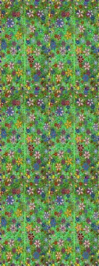 Yeşil ve kahverengi renkli çiçekler. Düz Çiçek Elementleri Tasarımı. Renkli Bahar Temalı Kusursuz Arkaplan. Çiçekle kusursuz desen.