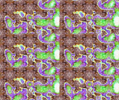 Çizim kalıbı. Raster illüstrasyonu. Ultraviyole kumaş deseni. Organik motif arkaplanı.