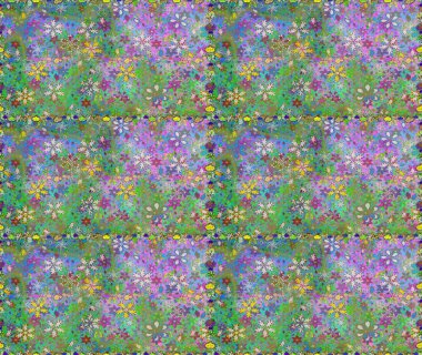 Yeşil ve nötr renklerde güzel bir tekstil. Raster illüstrasyonu. Çiçeklerle suluboya desenleri.