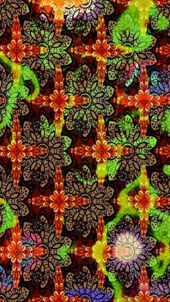 Çiçeksel çizim kalıbının yansıması. Vadinin çiçekleri siyah ve kahverengi renklerde.