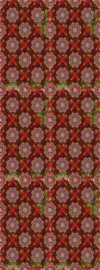 Çiçeksel elementlerle süslenmiş zarif raster dokusu. Küçük çiçekte hoş bir çiçek deseni var. Kahverengi ve kırmızı renklerde parlak çiçeklerle soyut ve pürüzsüz desen.