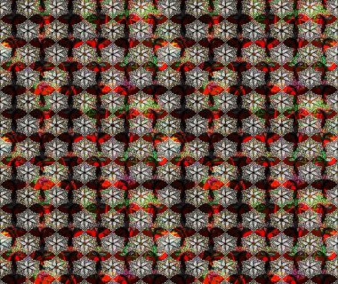 Raster illüstrasyonu. Siyah renklere karalamalı çiçek deseni çiz.