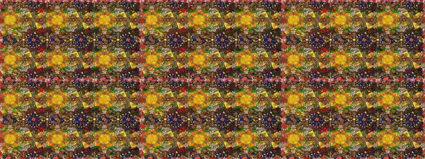 Kahverengi ve sarı renkli çiçekler. Raster illüstrasyonu. El çizimi çiçekleri olan soyut, pürüzsüz desen.