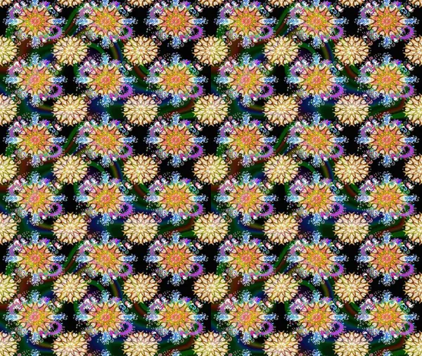 Renkli Bahar Teması eskiz kalıbı. Çiçek desenli eskiz. Düz Çiçek Elementleri Tasarım Raster illüstrasyonu. Siyah renkte çiçekler.