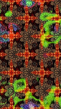 Renkli Bahar Teması eskiz kalıbı. Chichi 'nin kumaş kalıbını çiz. Düz Çiçek Elementleri Tasarımı. Raster illüstrasyonu. Çiçek deseni.