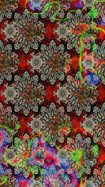 Kumaş, tekstil, duvar kağıdı baskısı için. Raster. Tomurcukları çiçek olan sevimli bir çiçek deseni. Eski usul. Eskiz geçmişi. Raster illüstrasyonu.