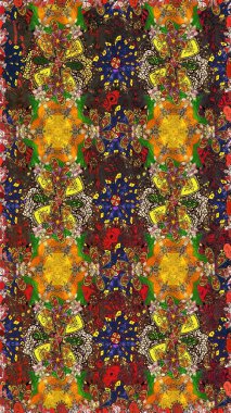 Motley illüstrasyonu. Kusursuz. Küçük renkli çiçekler. Moda baskıları için zarif bir şablon. Çiçekli bahar çiçekleri. Küçük çiçekte şirin desenler.