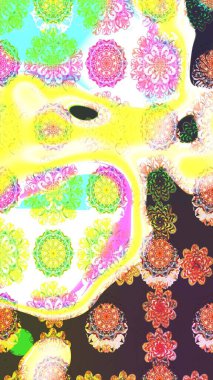 Küçük renkli çiçekler. Çiçekli bahar çiçekleri. Robot resim. Küçük çiçekte güzel bir desen. Moda baskıları için zarif bir şablon. Motley illüstrasyonu.