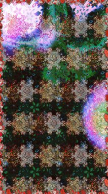 Raster illüstrasyonu. Tomurcukları papatya çiçekleri olan sevimli bir çiçek deseni. Eski usul. Kumaş, tekstil, duvar kağıdı baskısı için. Miles Fleur, süslü püslü bir süs. Kusursuz arkaplan.