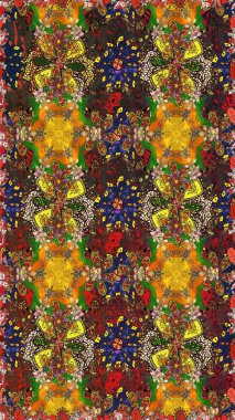 Motley illüstrasyonu. Kusursuz. Küçük renkli çiçekler. Moda baskıları için zarif bir şablon. Çiçekli bahar çiçekleri. Küçük çiçekte şirin desenler.