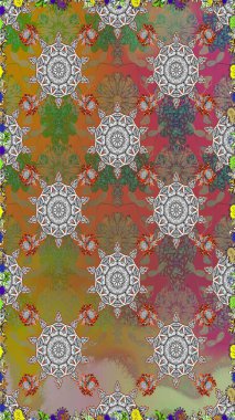 Düz Çiçek Elementleri Tasarımı. Kusursuz Renksiz Bahar Temalı Kusursuz Arkaplan. Gri ve kahverengi renkli çiçekler. Sevimli çiçek raster deseni.