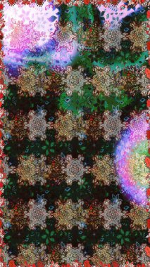 Raster illüstrasyonu. Tomurcukları papatya çiçekleri olan sevimli bir çiçek deseni. Eski usul. Kumaş, tekstil, duvar kağıdı baskısı için. Miles Fleur, süslü püslü bir süs. Kusursuz arkaplan.