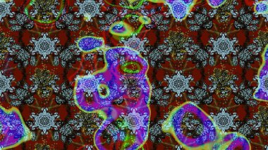 Kahverengi ve kırmızı renkte çiçekler. Düz Çiçek Elementleri Tasarımı. Çiçekli çizim şekli. Renkli Bahar Teması çizim şablonu.