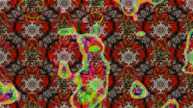 Raster suluboya çiçek deseni, narin çiçekler, kahverengi ve kırmızı çiçekler, tebrik kartı şablonu. Güzel kumaş deseni.