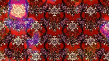 Küçük çiçekteki sevimli çiçek deseni. Raster deseni. Soyut çiçek çizim kalıbı arka planı. Kahverengi ve kırmızı renklerde. Raster illüstrasyonu.