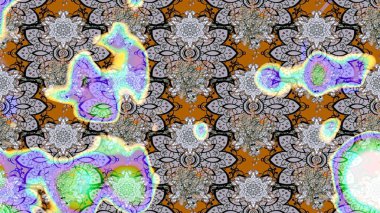 Süslü kumaş deseni. Düz Çiçek Elementleri Tasarımı. Renkli Bahar Teması eskiz kalıbı. Raster illüstrasyonunda çiçek deseni çizimi.