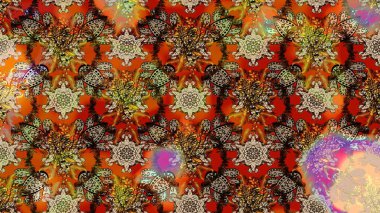 Raster illüstrasyonundaki çiçek desenli çizim. Renkli Bahar Teması eskiz kalıbı. Süslü kumaş deseni. Düz Çiçek Elementleri Tasarımı.