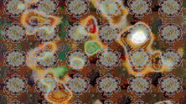 Çiçek desenli çizim. Raster illüstrasyonu. Renkli Bahar Teması eskiz kalıbı. Düz Çiçek Elementleri Tasarımı. Asya tekstil tarzında. Kahverengi ve gri renkte çiçekler.