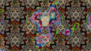 Raster illüstrasyonu. Çiçek süslemeli çizim deseni. Gri ve kahverengi renkte çiçekler.