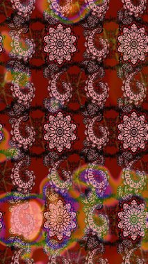 Çiçekler suluboya tarzında kahverengi ve kırmızı renklerde. Raster illüstrasyonunda çiçek deseni çizimi.