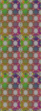 Raster illüstrasyonu. Şablon, pürüzsüz, çiçekli kenar. Eski moda arka plan. Kıvırcık, parlak örgü. Güzel, parlak, pürüzsüz kumaş, tuval. Çiçeklerin çelengi.