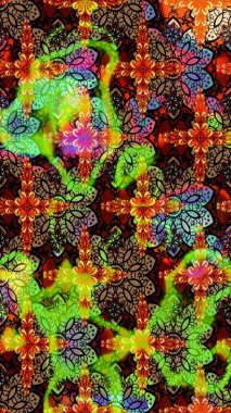 Çiçek izi. Suluboya çizim kalıbı. Suluboya tarzında yeşil ve siyah renkte çiçekler.