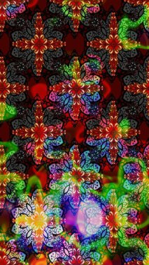 Soyut etnik raster çizim kalıbı. Kabile sanatı boho baskısı, klasik çiçek arkaplanı. Arkaplan dokusu, duvar kağıdı, siyah ve kahverengi renkli çiçek teması.