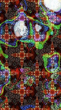 Modern çiçek arkaplanı. Halk tarzı. Parlak renkli çiçekleri olan ve kahverengi ve siyah renkli yaprakları olan harika bir çiçek deseni. Moda baskıları için zarif bir şablon.