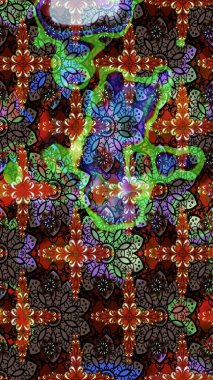 Çiçek desenli raster, kahverengi ve siyah çizgi grafik desenli soyut raster arkaplan. Modern stil dokusu.