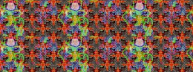 Kahverengi ve bej renkli küçük çiçekler ve kahverengi ve bej renkli komik böcekler, raster desen, illüstrasyon.