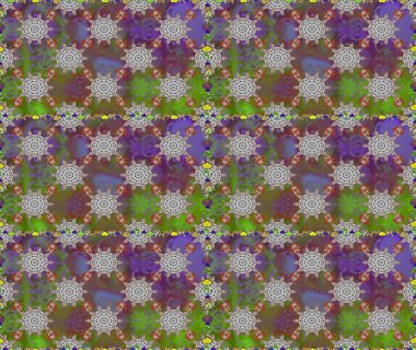 Raster illüstrasyonunda kusursuz çiçek deseni. Gri ve kahverengi renkte çiçekler.