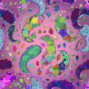 Çiçekli karalama şeklinde kusursuz vektör deseni. Nazik, narin çiçek arkaplanı. Hoş renklerde çiçekler. Kusursuz desen.