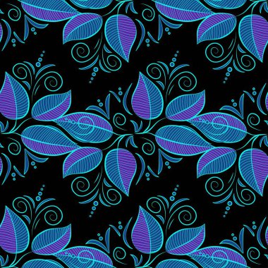 Çiçekli karalama şeklinde kusursuz vektör deseni. Nazik, narin çiçek arkaplanı. Hoş renklerde çiçekler. Kusursuz desen.