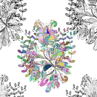 Çiçekli karalama şeklinde kusursuz vektör deseni. Nazik, narin çiçek arkaplanı. Hoş renklerde çiçekler. Kusursuz desen.