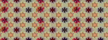 Çiçek deseni. Raster illüstrasyonu. Chichi 'nin kumaş kalıbını çiz. Renkli Bahar Teması eskiz kalıbı. Düz Çiçek Elementleri Tasarımı.