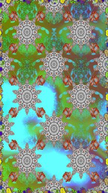 Raster düz çiçekleri pürüzsüz desen. Yeşil ve gri renkli çiçekler. Tasarım hediye paketi, tebrik kartları, posterler ve afiş tasarımı.