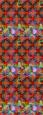 Düz Çiçek Elementleri Tasarımı. Renkli Bahar Teması eskiz kalıbı. Süslü kumaş deseni. Raster illüstrasyonunda çiçek deseni çizimi.