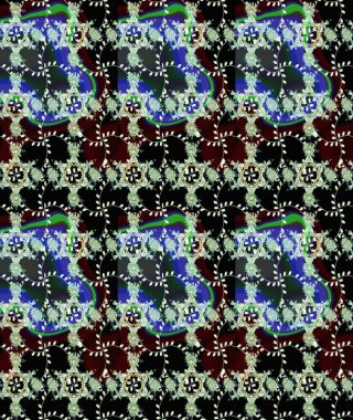 Süslü kumaş deseni. Raster deseni. Çiçekli çiçek deseni, suluboya..